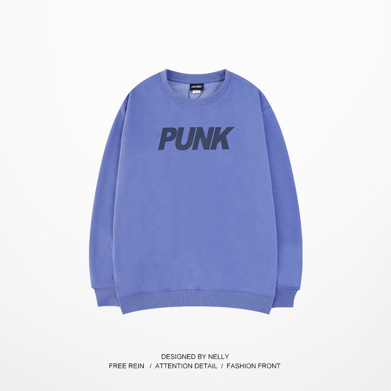 Áo sweater Nelly nỉ lót lông in hình "PUNK" áo nỉ