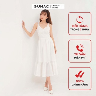Đầm suông nữ GUMAC thiết kế cao cấp, không tay màu trắng đủ size DA1281