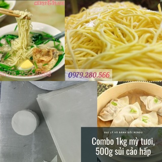 [Combo 1kg Mỳ tươi và 500g Vỏ sủi cảo hấp], Hàng mới ship nhanh trong 30p-1h không chất bảo quản, làm từ bột mỳ cao cấp
