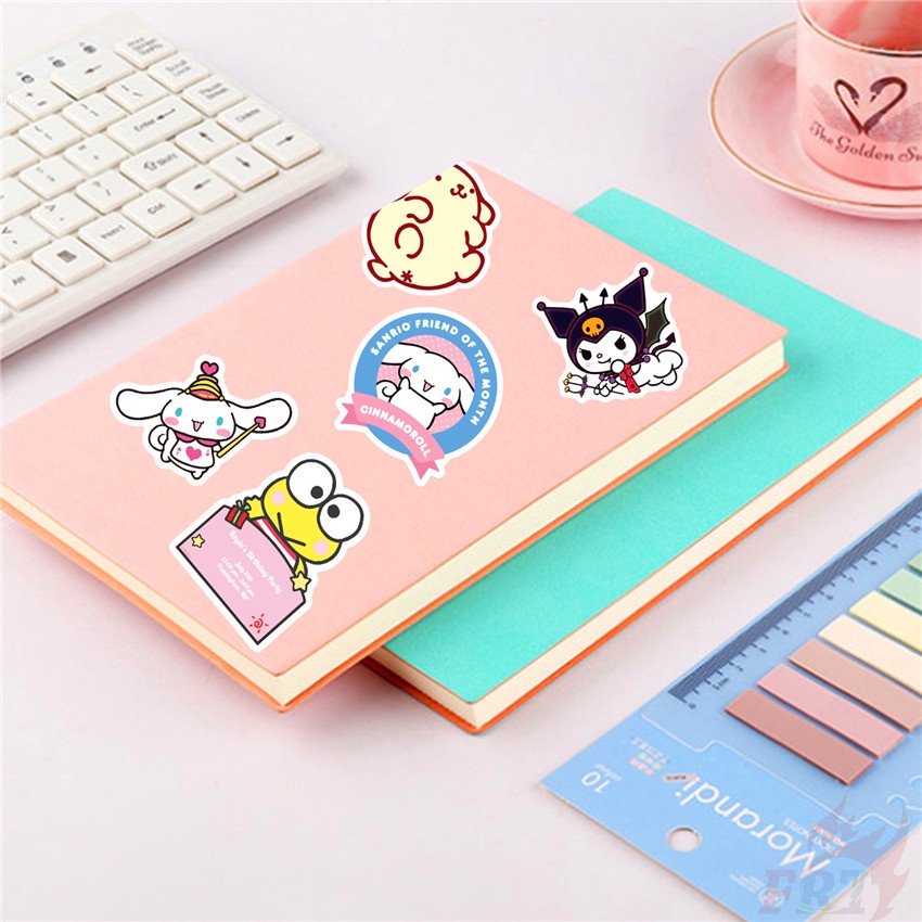 ❉ Sanrio Cartoon Kawaii Character Mixed Series 02 Stickers ❉ 50Pcs/Set Q Melody Kuromi Kerokero Keroppi Cinnamoroll Hello Kitty DIY Fashion Luggage Laptop Skateboard Decals Doodle Stickers