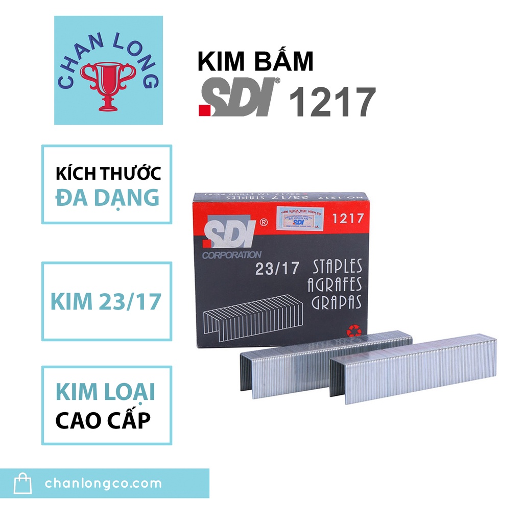 Kim bấm giấy lớn,ghim bấm chính hãng SDI 1217 -23/17 (120-150 tờ),1000pcs cho máy bấm kim lớn,dập ghim đại,thép không rỉ