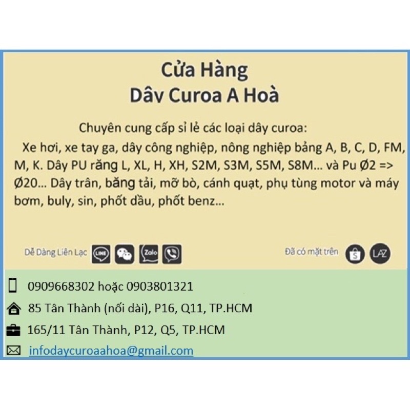Dây curoa  S3M đủ số