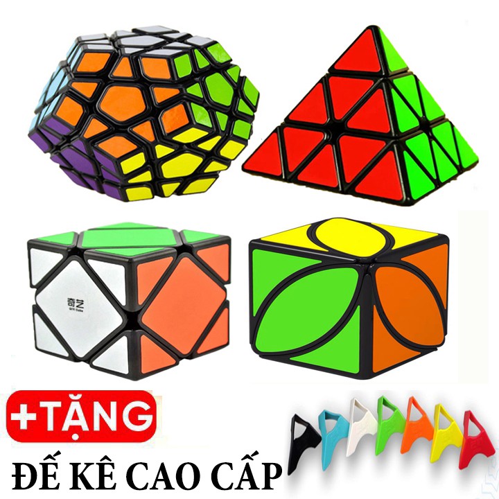 Rubik Megaminx, Pyraminx, Skewb, Ivy - Combo 4 Rubik Biến Thể Viền Đen Cao Cấp