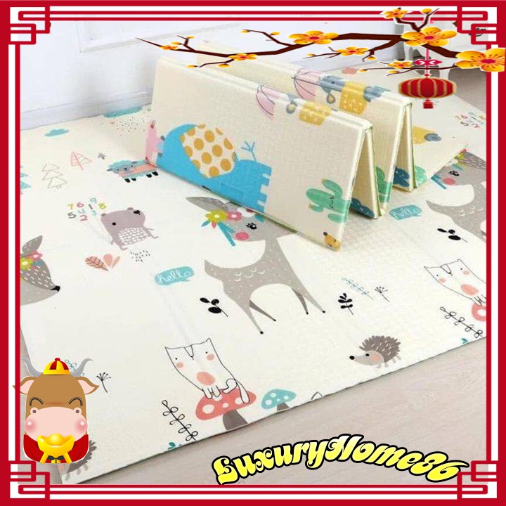 Thảm xốp cho bé XPE chống thấm tuyệt đối 2 mặt dễ thương, chống ngã cho bé tập bò kèm túi 1m8- 2m l Thảm xốp xpe cho bé