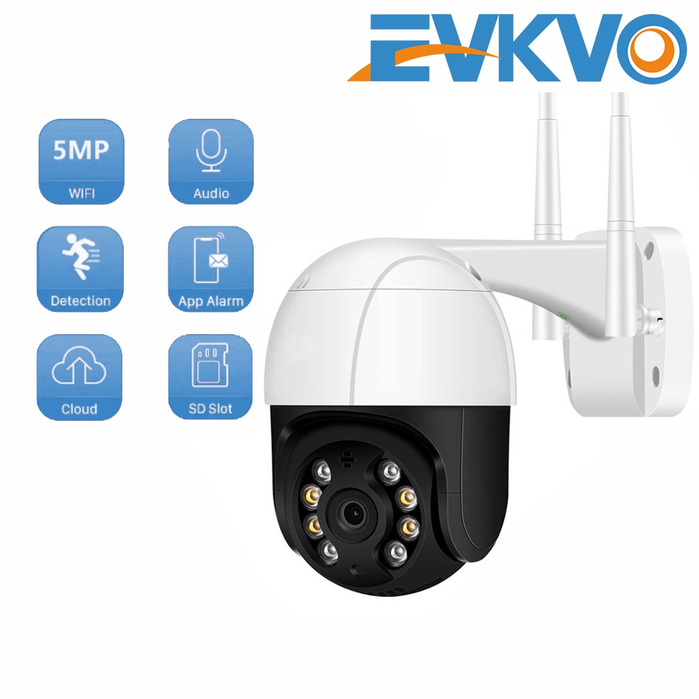 EVKVO - Tầm nhìn ban đêm đầy đủ màu sắc - 4x Digital Zoom - Phát hiện hình người Ai - V380 PRO APP UHD 5MP WIFI Camera CCTV Rotate Outdoor Waterproof Wireless PTZ IP Camera CCTV PTZ Remote Control