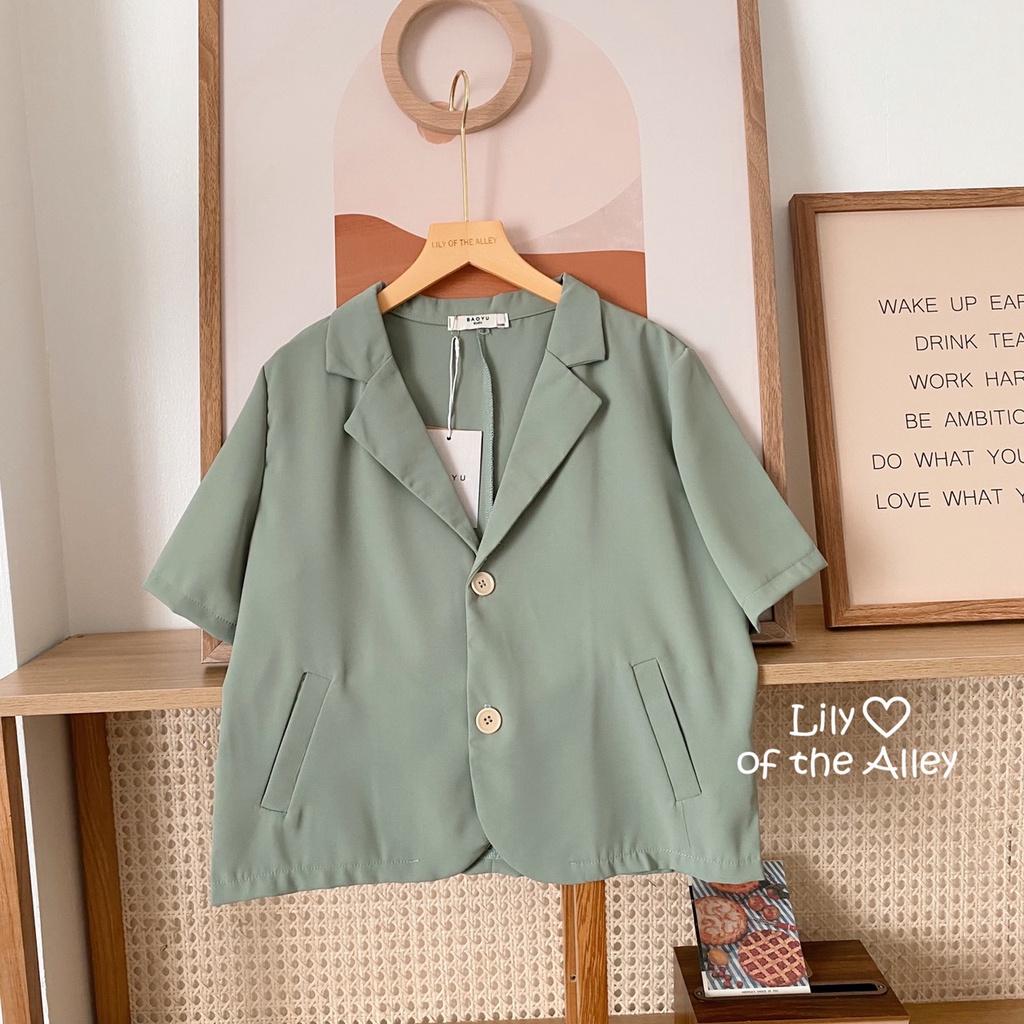 Áo blazer cộc tay túi chéo