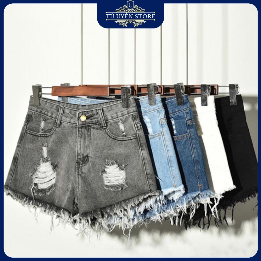 Quần short jean nữ rách - Quần sooc bò rách Denim thiết kế rách cá tính dáng chữ A thời trang mùa hè 2022 cho nữ