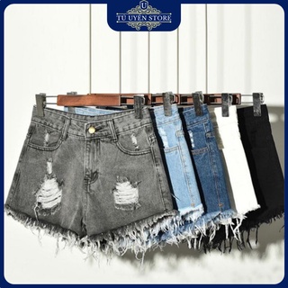 Quần sooc bò rách, quần shorts jeans nữ rách Denim thiết kế rách cá tính
