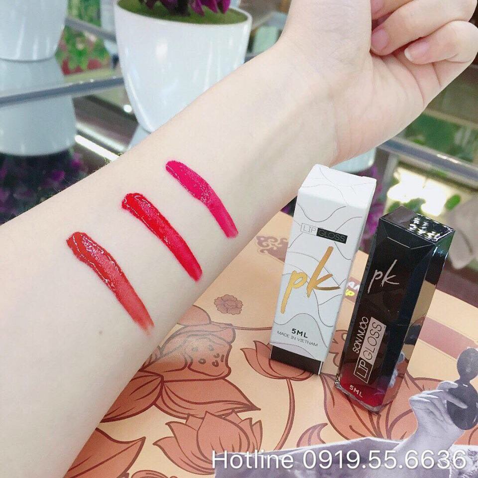 Son Nước LipGloss PK Phấn Nụ Hoàng Cung màu Đỏ Cherry/ Hồng Ruby/ Cam Đất