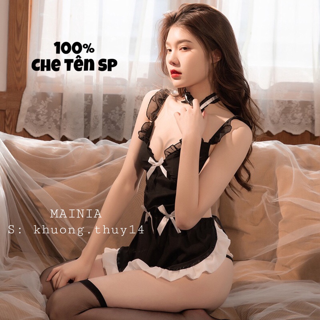 Đầm Ngủ Váy Ngủ Cosplay Cô Hầu Gái Đính Nơ Sexy Quyến Rũ Gợi Cảm Mainia Shop