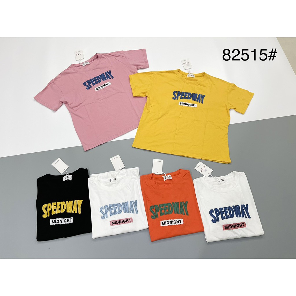 82515. ÁO PHÔNG ÁO THUN/ÁO PHÔNG NỮ/ÁO THUN NỮ/ÁO COTTON CHỮ SPEEDWAY TAY NGẮN PHOM RỘNG