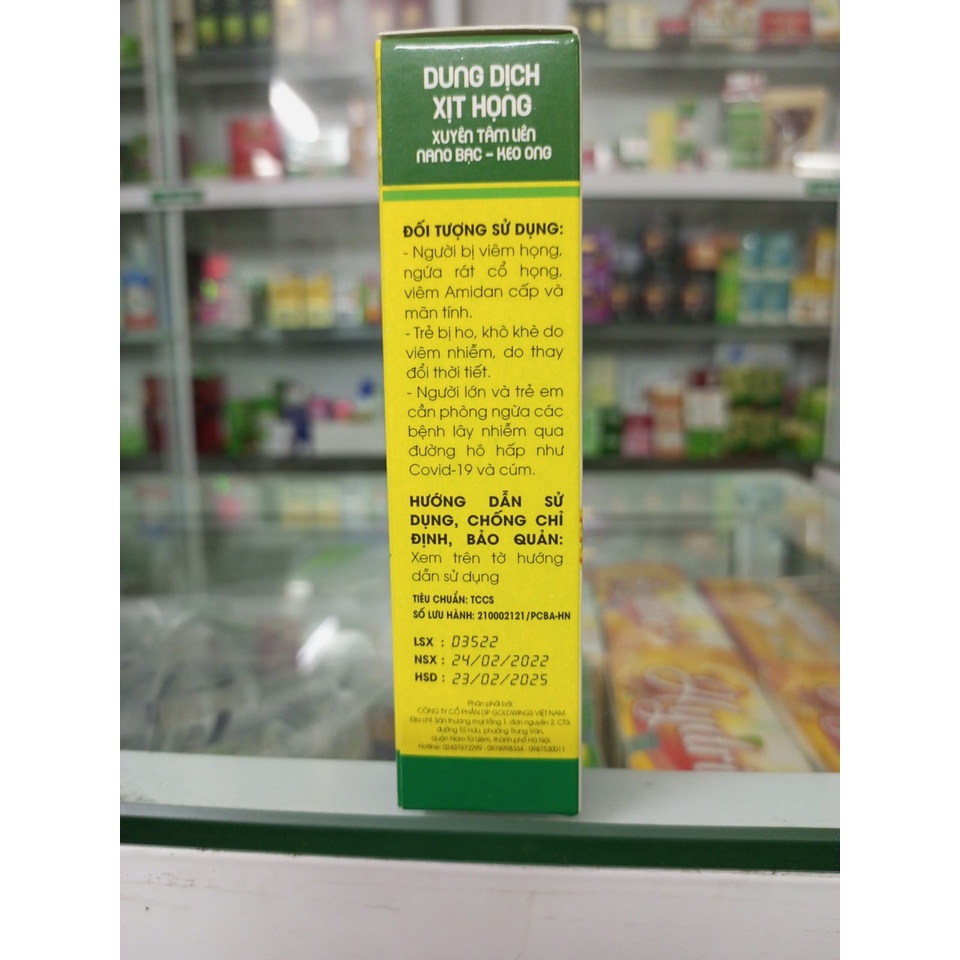 Xịt họng Xuyên Tâm Liên, nano bạc, keo ong