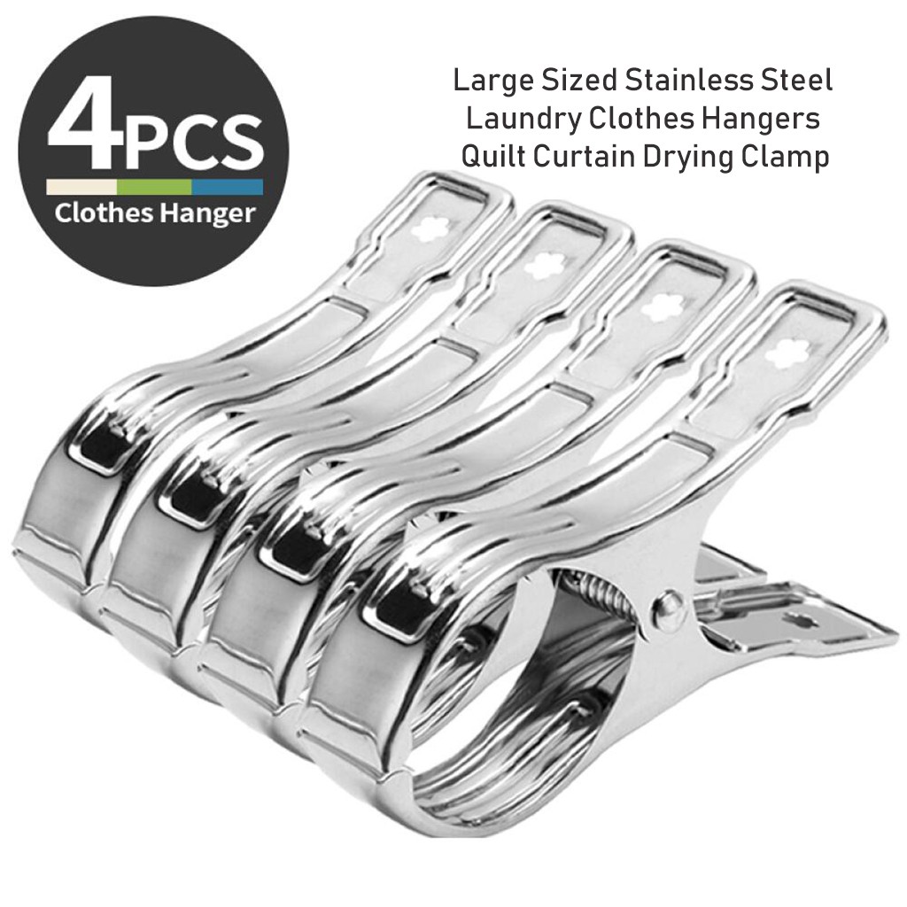 Set 61 4 Kẹp Inox Phơi Quần Áo Chống Gió Cỡ Lớn