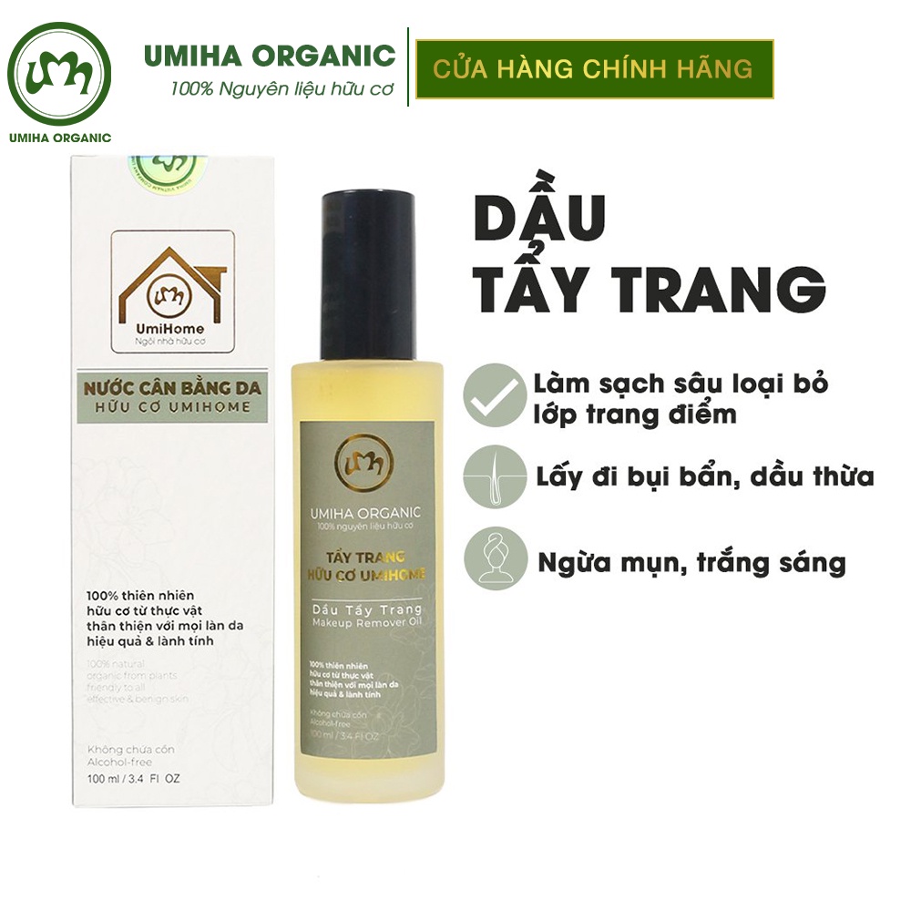 Dầu tẩy trang hữu cơ UMIHOME 50/100ml làm sạch da, mền mịn