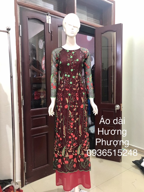 ÁO DÀI TRUNG NIÊN REN KIM SA