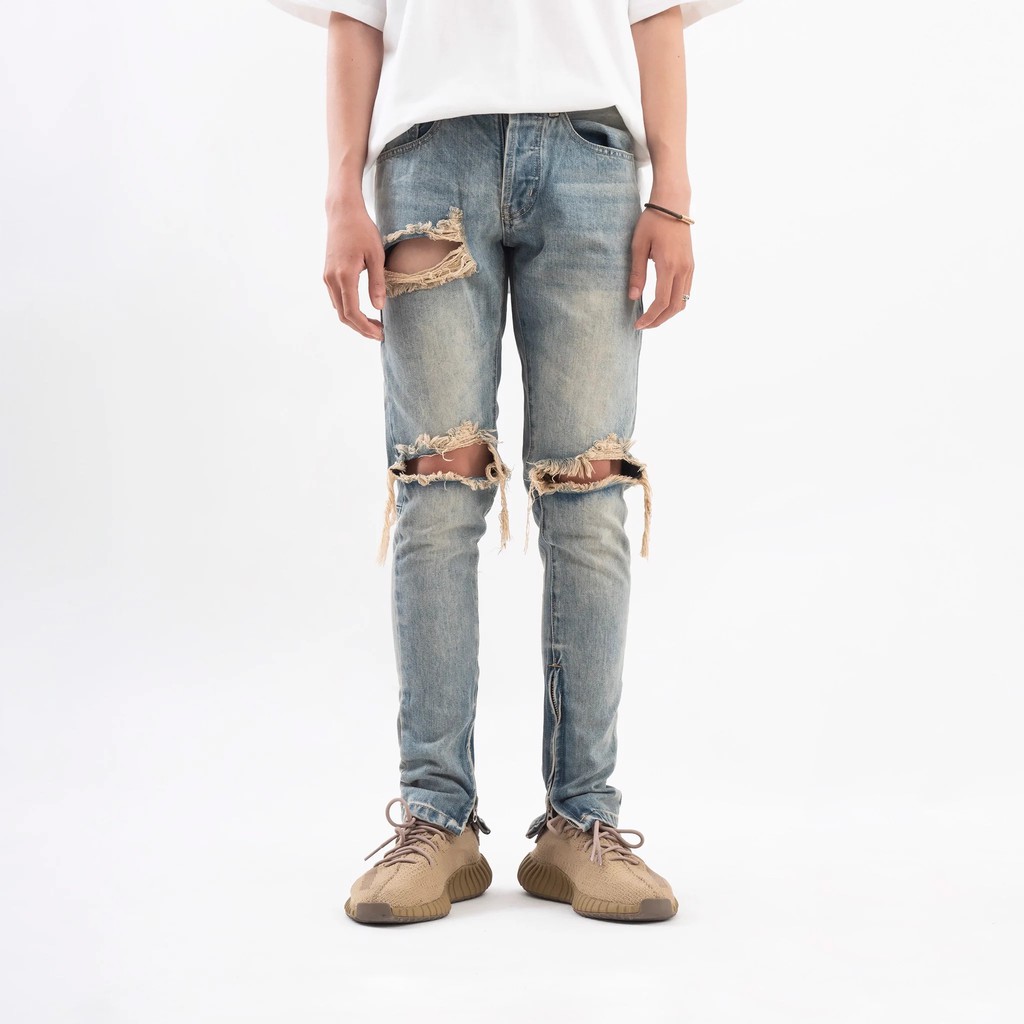 Quần Jeans Dirty Blue Zipper