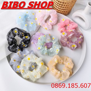 [GIÁ SALE] Cột Tóc Scunchies Vải Hoa Cúc - Dây Buộc Tóc Vải Hoa Cúc Kiểu Dáng Hàn Quốc Cho Nữ