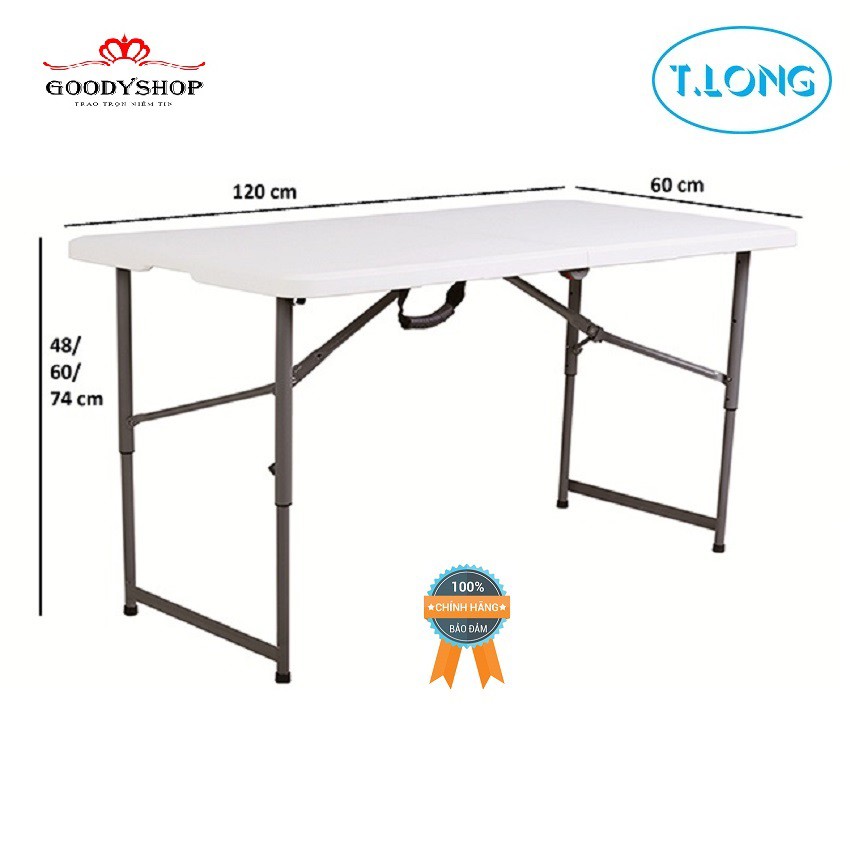 Bàn xếp chữ nhật Besico (122 x 60 x 74cm ) có thể chỉnh cao thấp được goodyshop