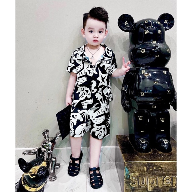 Set bộ Givenchi - Quần áo trẻ em nam- chất lụa mềm mịn cao cấp co giãn thoải mái