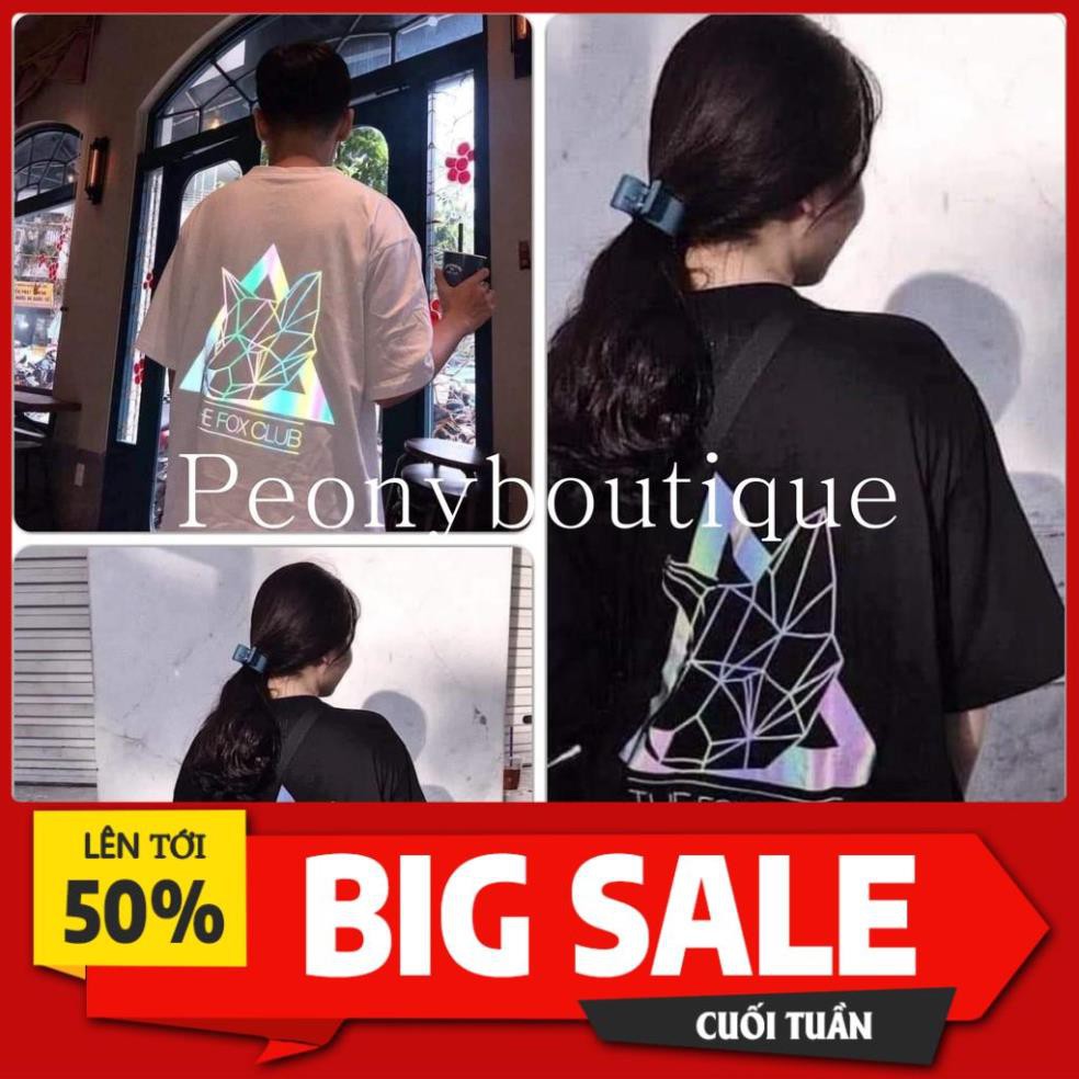Áo Thun Phản Quang Foxclub PEONYB Nữ [FREESHIP] 🌸 Phông form rộng tay lỡ cá tính, loang màu TRẮNG | 