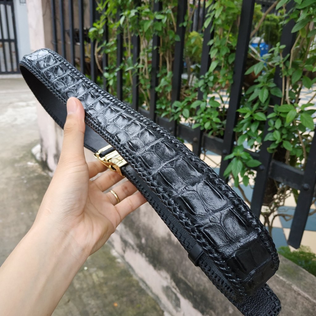 Thắt Lưng Da Cá Sấu Nam  Đan Viền Thủ Công Rất Đẹp!