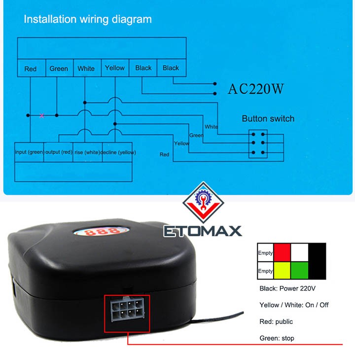 Bộ hộp nhận điều khiển cửa cuốn AVG 433Mhz kèm 2 tay khiển