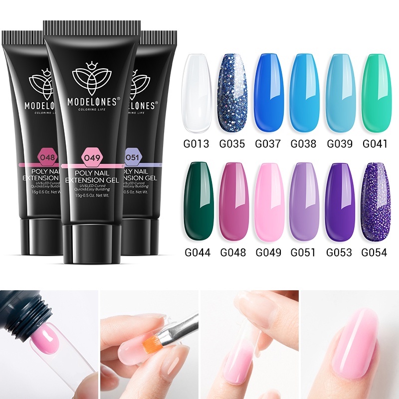 Sơn móng gel poly Modelones 15g đắp nối móng lâu trôi trang trí nghệ thuật độc đáo