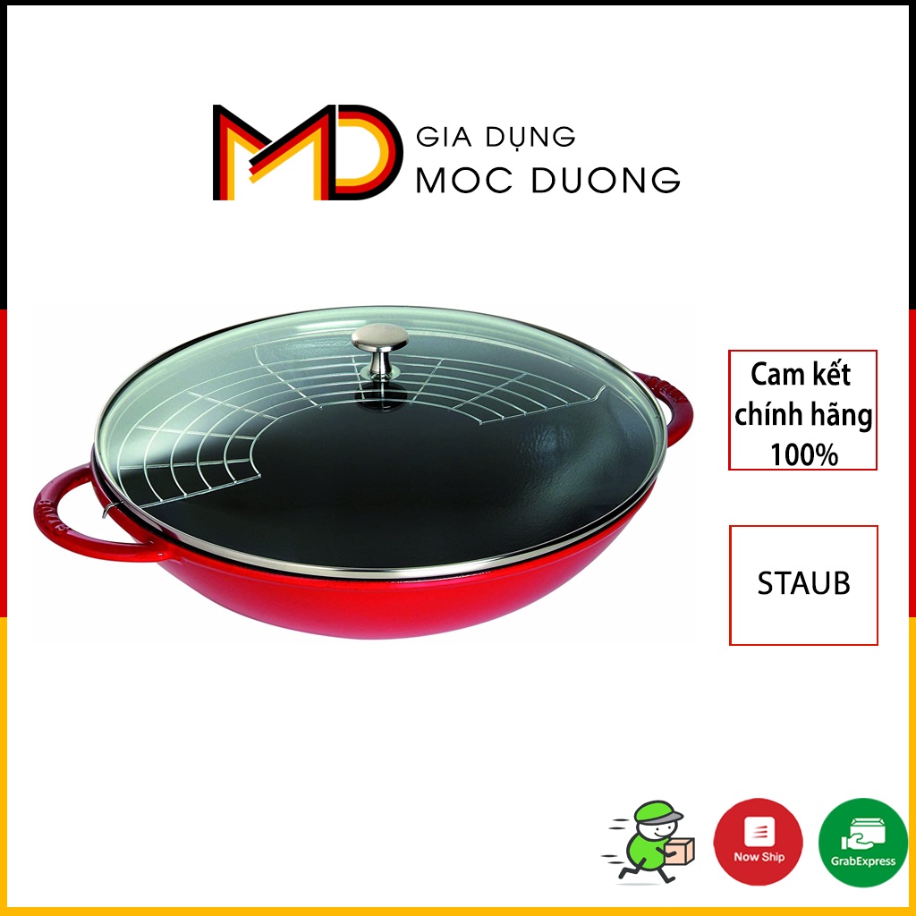 Chảo WOK STAUB WOK CHE 30cm có nắp màu đỏ