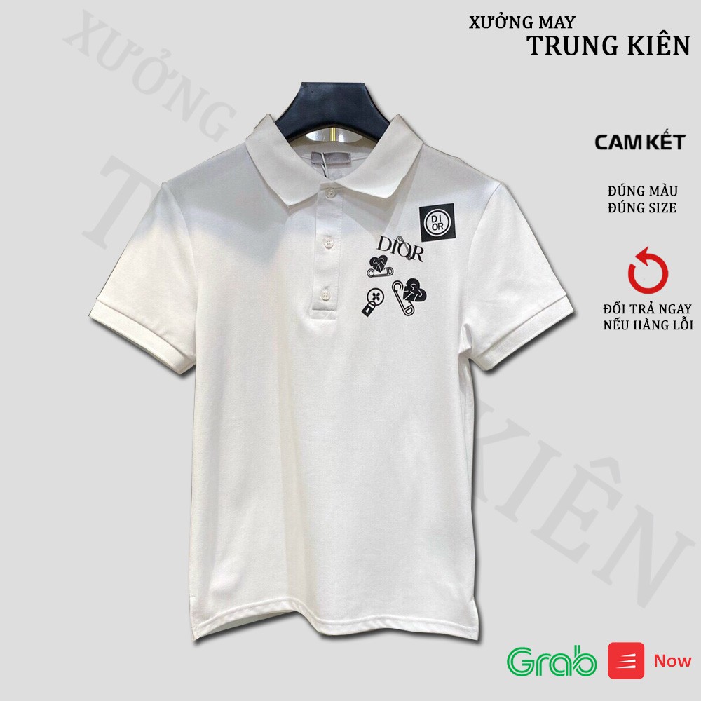 Áo Phông Polo Tay Ngắn Dáng Suông In Sticker Trước Ngực Chất Thun Cá Sấu Siêu Mát - AC79 - Xuongmaytrungkien