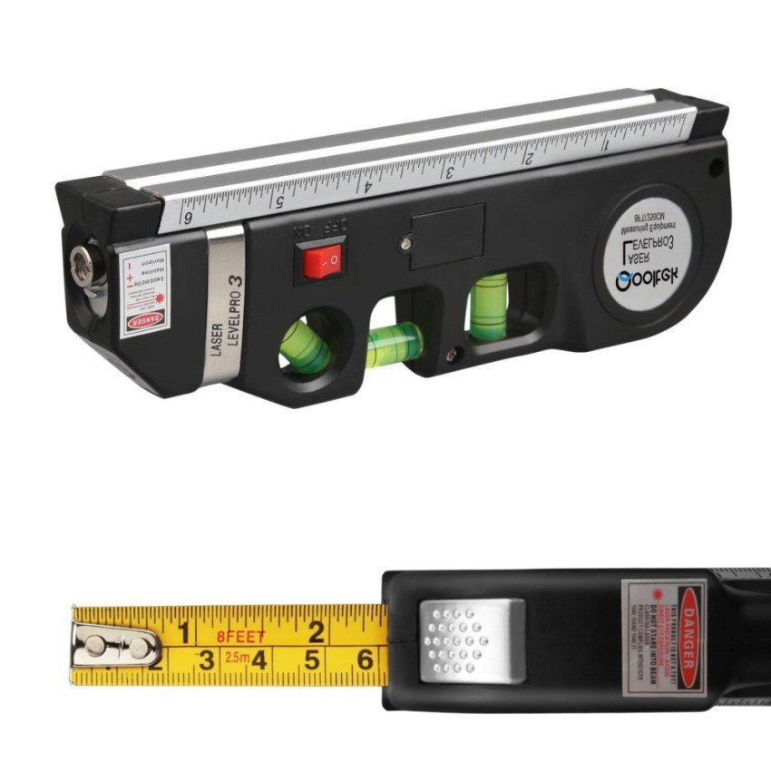 ✜Thước Thủy Nivo Cân Mực Laser Đa Năng F2018 Fixit Levelpro3 2 Tia Dọc Ngang + Tặng Kèm 3 Viên Pin