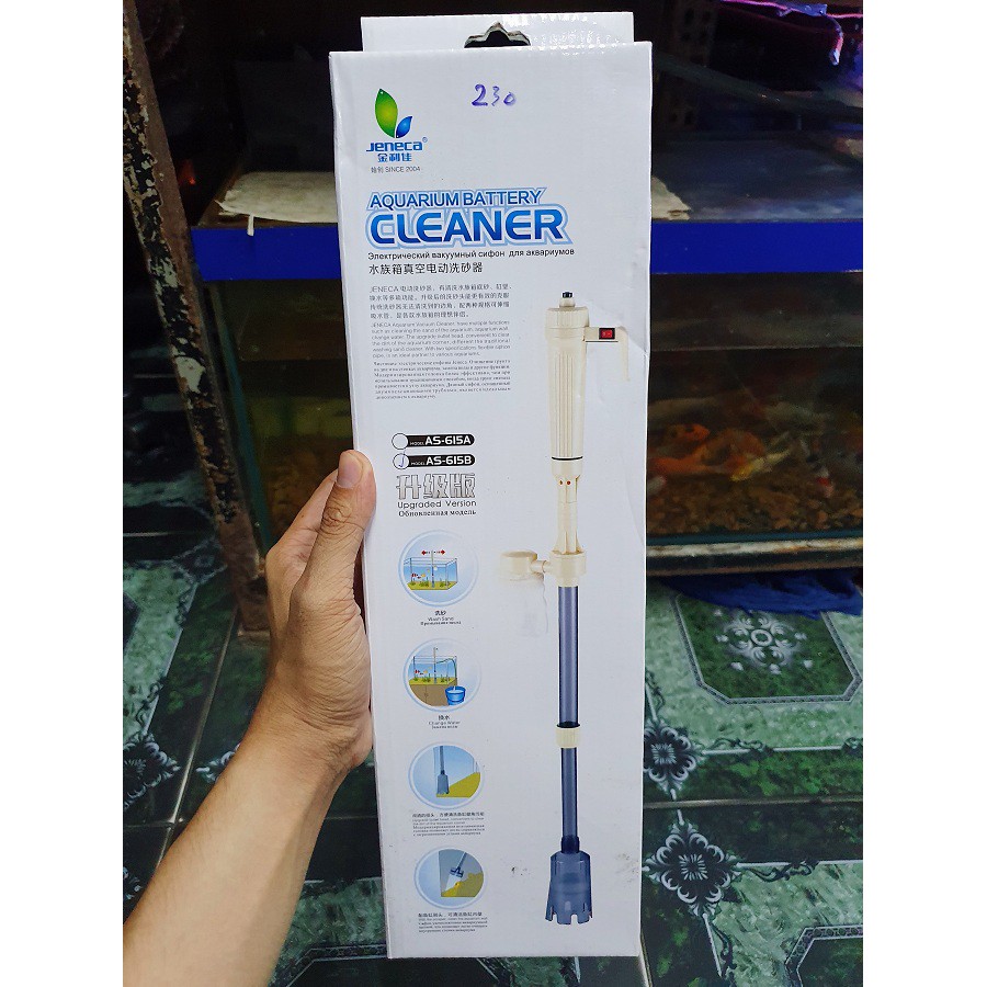 MÁY BƠM HÚT PHÂN HỒ CÁ VỪA ĐIỆN VỪA PIN AS 615B JENECA DÀI 58 ĐẾN 95CM