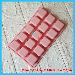 HCM - Khuôn silicon vuông 15 ô 2.7cm đổ socola, râu câu pudding