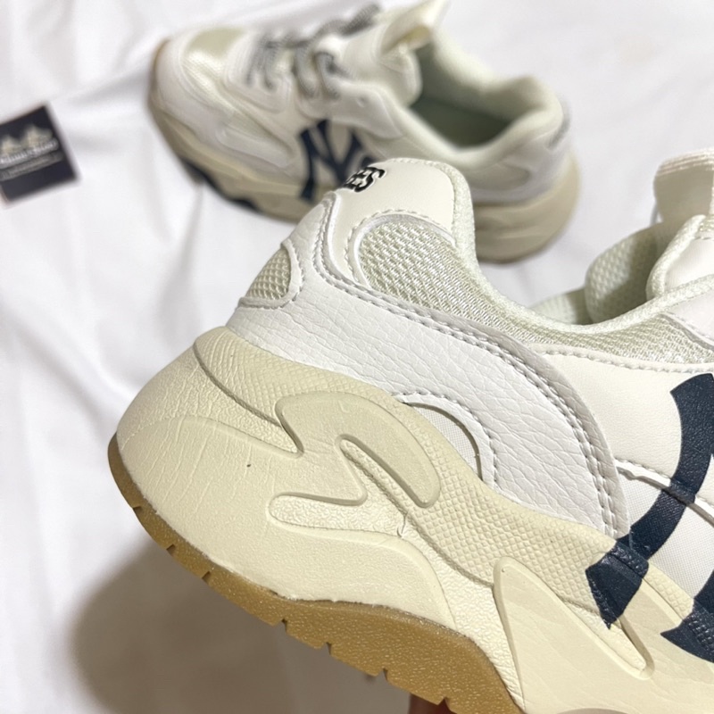 Giày MLB chunky bigball lite NY đen trắng, giày ML B bigball trắng kem đế nâu cao cấp