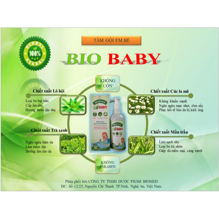 [COMBO KHUYẾN MÃI]Gel tắm bé 100% Thảo dược từ Thiên nhiên Biobaby 250ml - BO02