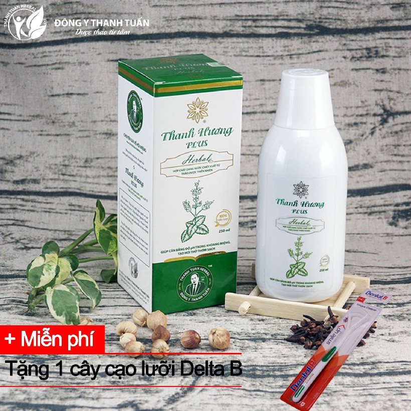 [Mua 1 tặng 1] Nước Súc Miệng Hỗ Trợ Điều Trị Hôi Miệng Thanh Hương Plus 250ml - Tặng 1 cây cạo lưỡi Dental B