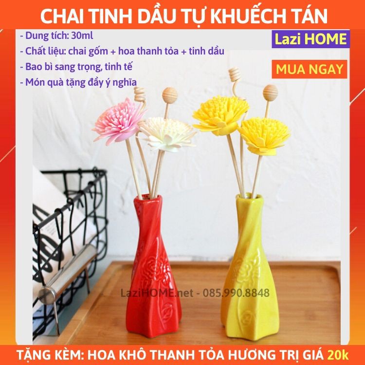 [MUA 1 ĐƯỢC 2] tinh dầu, dầu thơm, dau thom, sả chanh để phòng tặng kèm hoa khô -  Khử mùi, chống ẩm mốc