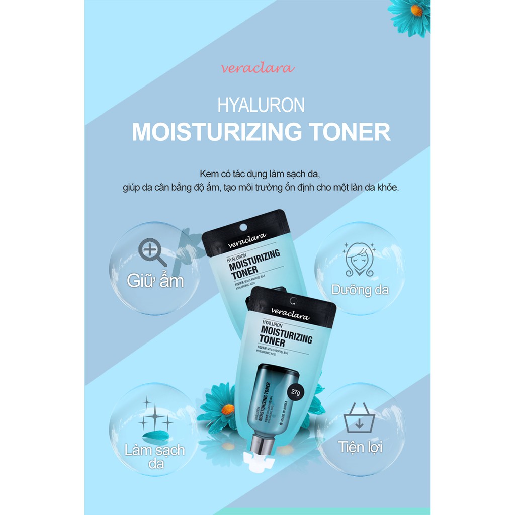 Kem Dưỡng Ẩm, Duy Trì Độ Ẩm Cho Da Veraclara Hyaluron Moisturizing Toner 27g