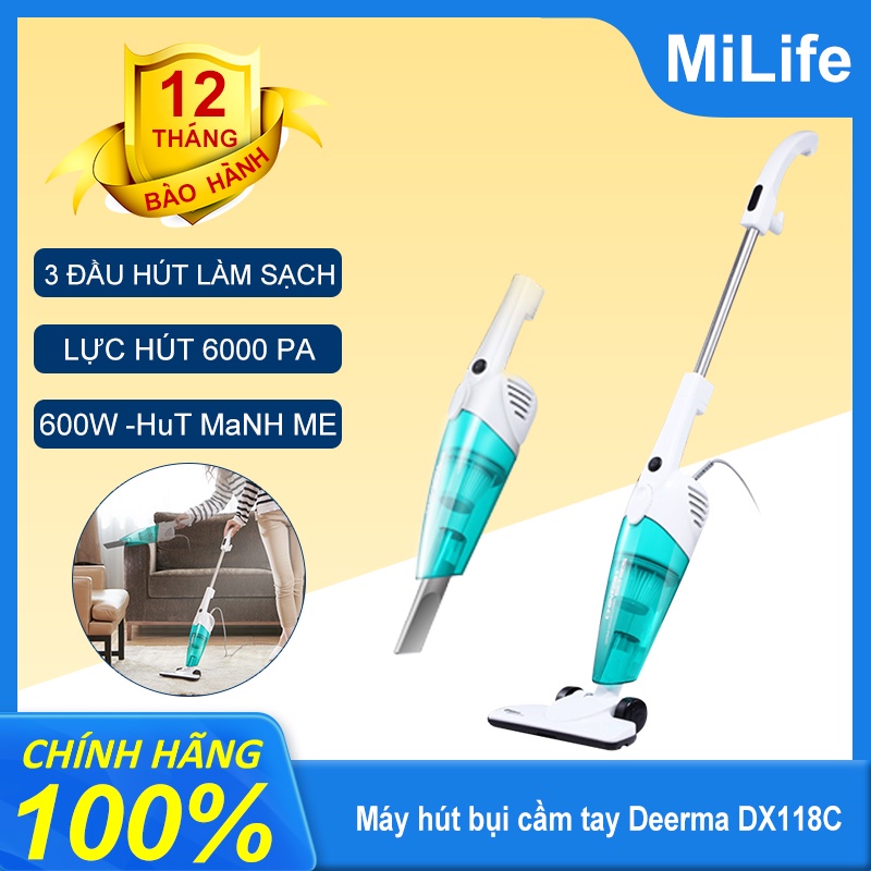 [Mã ELHA22 giảm 6% đơn 300K] Máy hút bụi cầm tay Deerma DX118C 16000PA 3 loại đầu hút