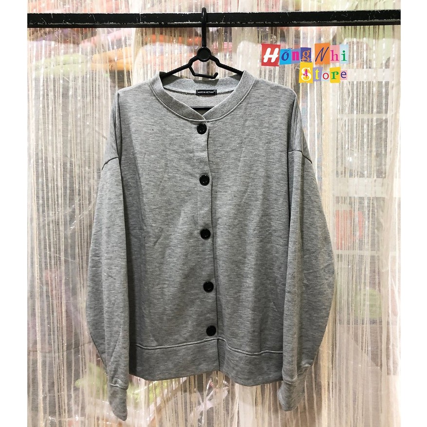 Áo Khoác Cardigan Trơn Màu Xám Basic Oversize Ulzzang Unisex Dáng Rộng - MM | BigBuy360 - bigbuy360.vn