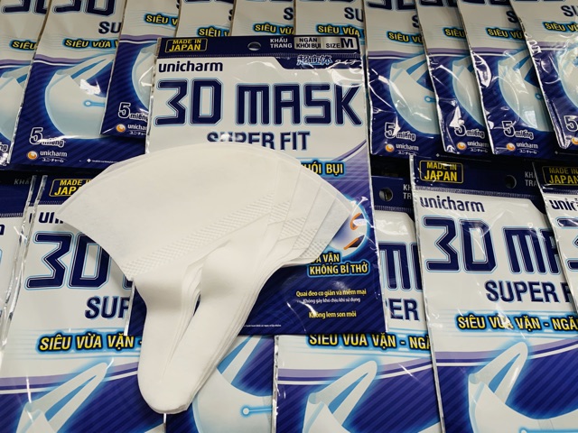 Khẩu trang 3D Mask Super Fit Unicharm [NGĂN KHÓI BỤI] (Size M gói 5 cái) | BigBuy360 - bigbuy360.vn
