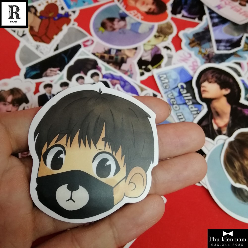 Sticker PVC BTS 80 Hình ST124 - Stickers Chống nước Dán Mũ bảo hiểm Vali Laptop Điện thoại Dán xe