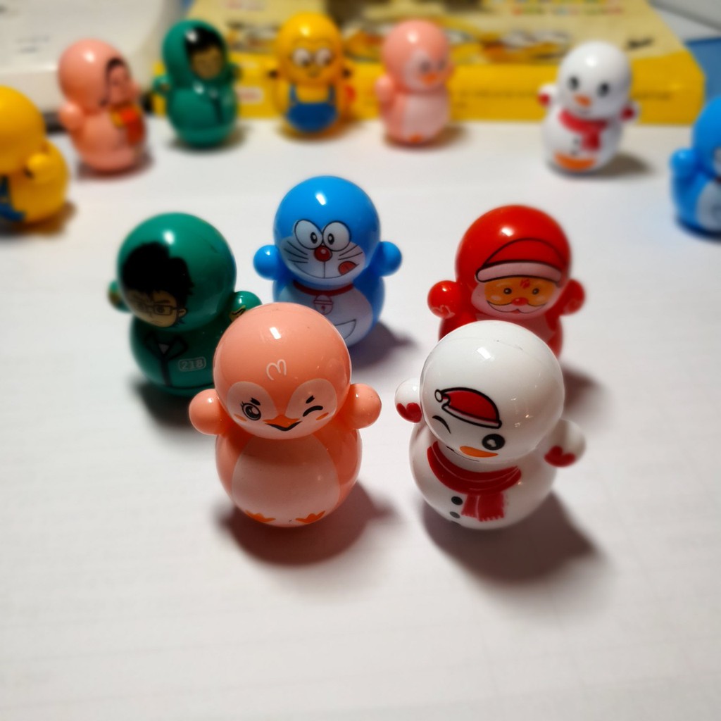 Đồ Chơi Lật Đật Mini Cho Bé Nhiều Phiên Bản Squid Game, Doraemon, Minion, Ông Già Noel