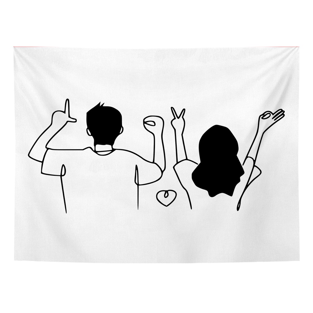 Tranh vải treo tường họa tiết đôi người yêu love couple kích thước 130cmX150cm , tặng đinh móc và kẹp tranh