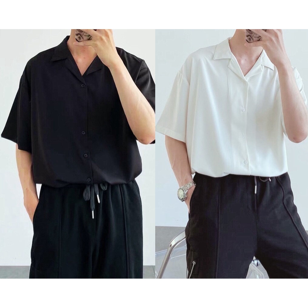 Áo Sơmi trơn from rộng, Sơ Mi chất lụa mềm | BigBuy360 - bigbuy360.vn