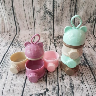 HCM- Hộp gấu chia sữa bột 3 tầng có khóa đóng mở tiện lợi sử dụng tránh rơi đổ sữa