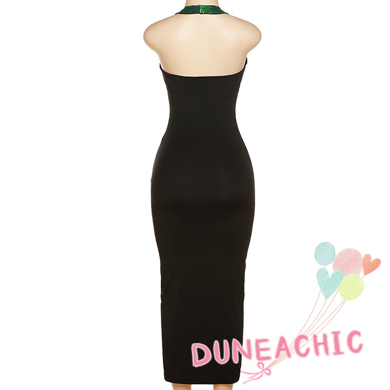 Đầm hai dây DUNEA đính kim sa tương phản quyến rũ cho nữ