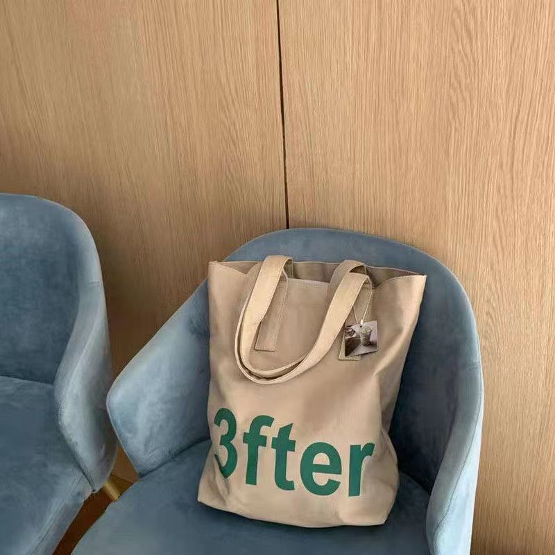 Túi tote đeo vai vải canvas đơn giản thời trang có túi zip bên trong sức chứa lớn phong pách Hàn Quốc mới 2021 cho nữ