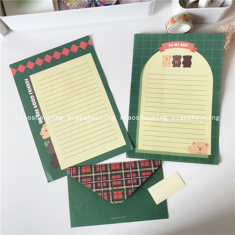 Bộ giấy viết thư và phong bì trang trí họa tiết hoạt hình dễ thương nhiều kiểu tùy chọn