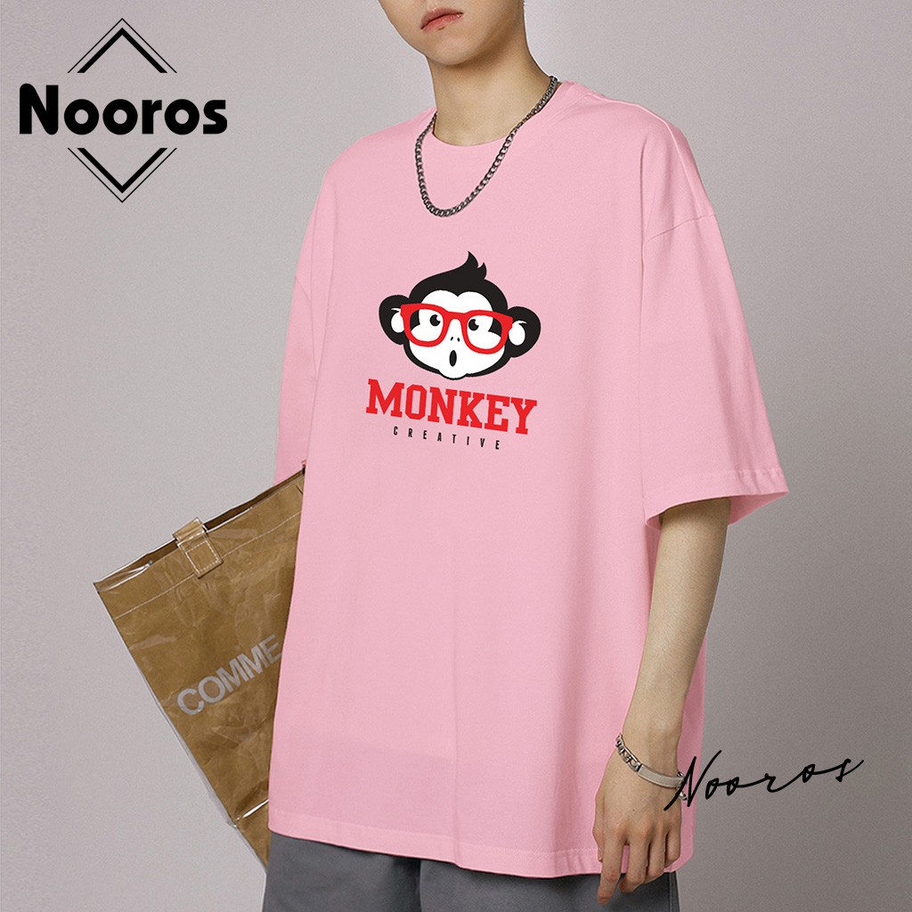 Áo thun tay lỡ nam nữ form rộng Nooros vải phông trơn cotton unisex không cổ mát mặc mùa hè hình TAY LỠ MONKEY - H24