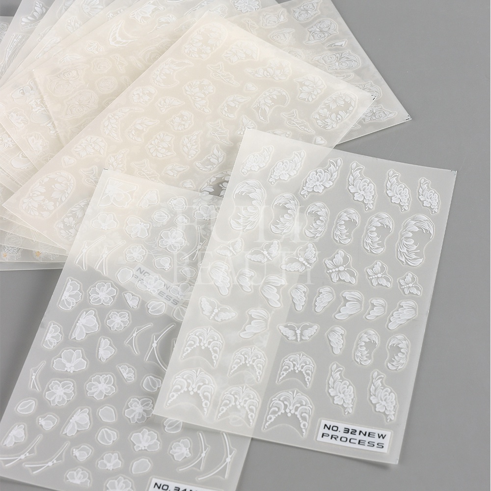 Miếng Dán Móng Tay Trong Suốt Họa Tiết Hoa 5dq